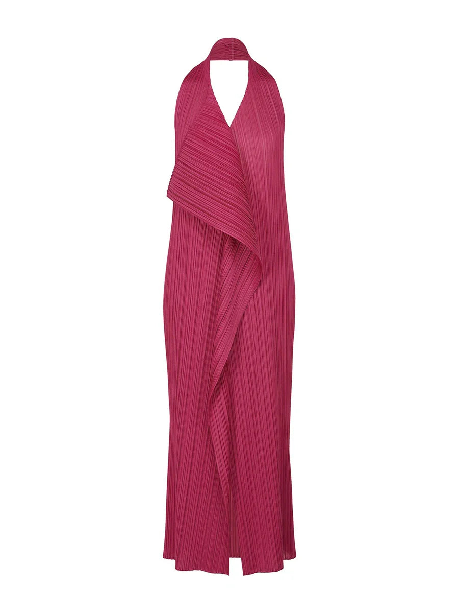 Radiant Pleated Halter Maxi Dress