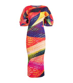Vibrant Printed Pleated Maxi Dress