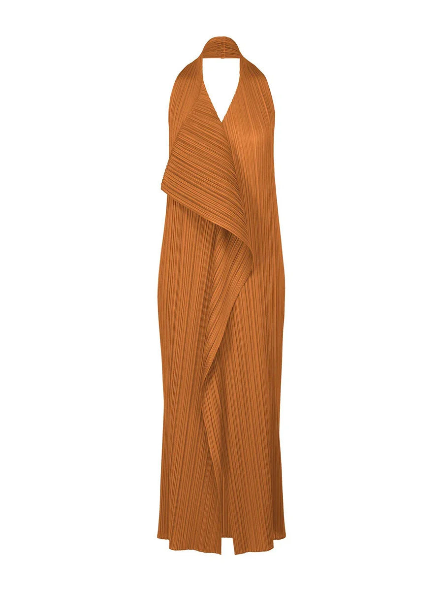 Radiant Pleated Halter Maxi Dress