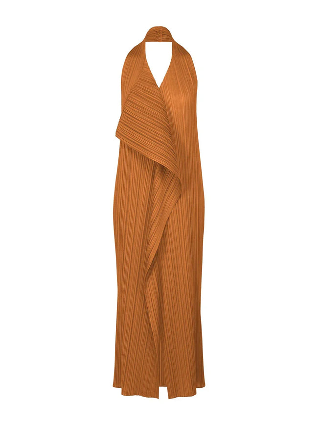 Radiant Pleated Halter Maxi Dress Hover Image