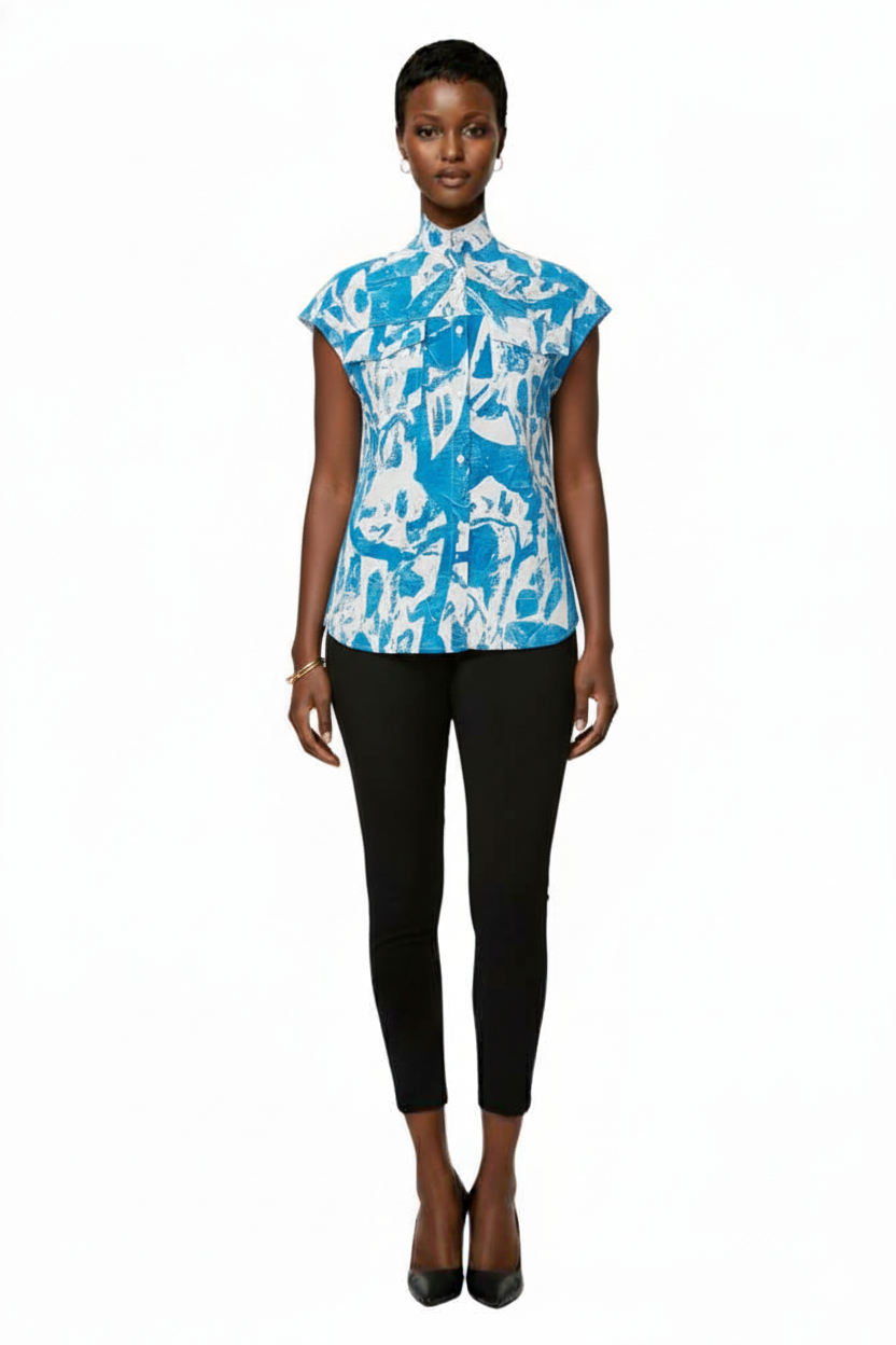 Short Sleeve Button Up Top