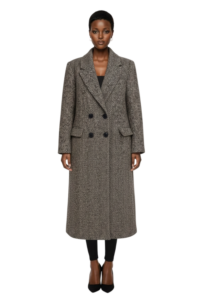 Siren Gaze Women's Autumn/Winter Lapel Neck Herringbone Hover Image