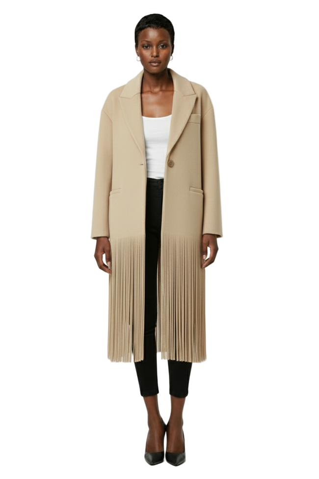 Statement Fringe Hem Longline Blazer Coat Hover Image