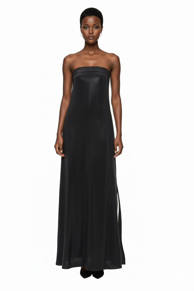Strapless Tailored Side Slit Gown Hover Image