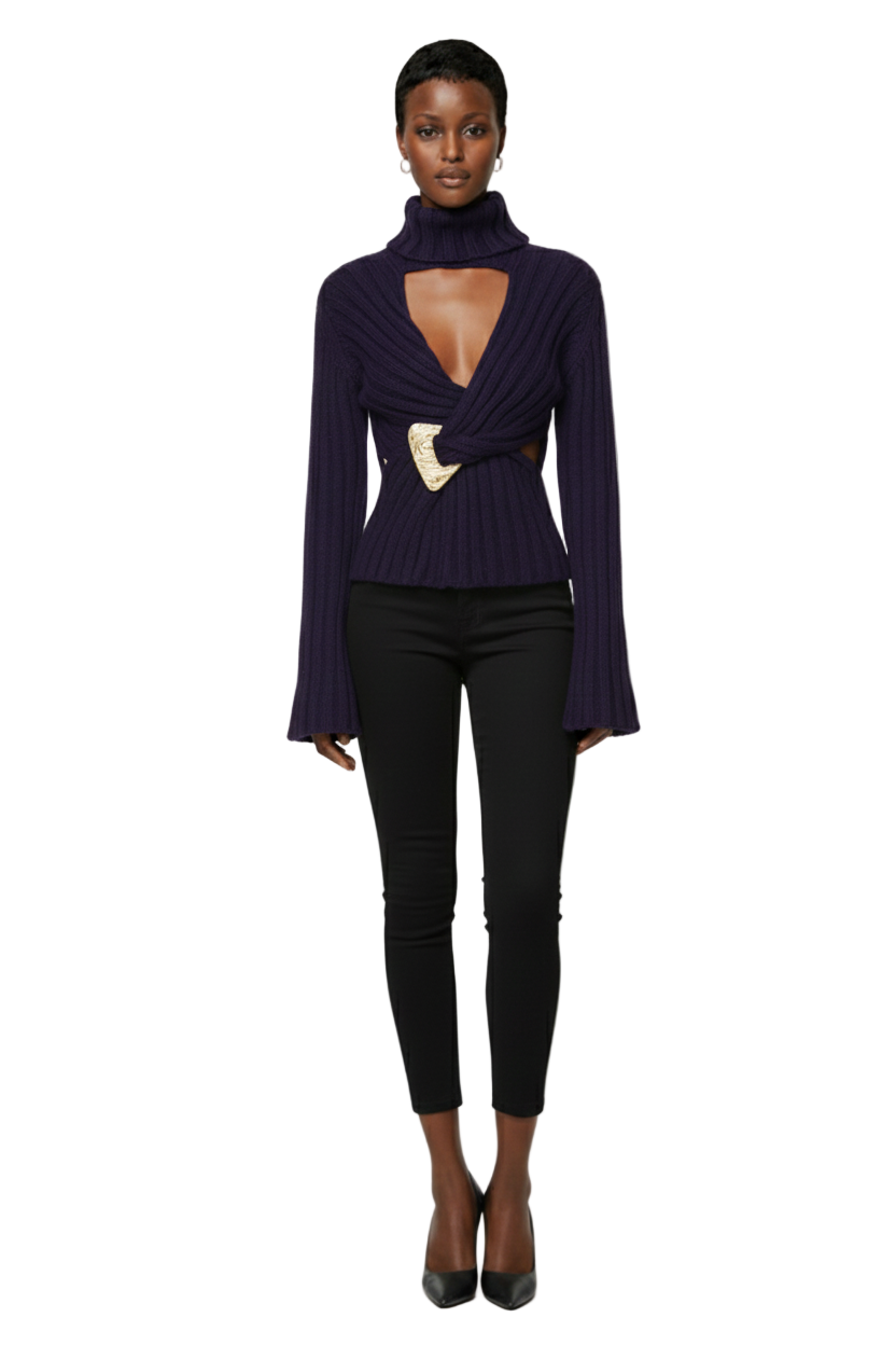 Twisted Turtleneck Sweater