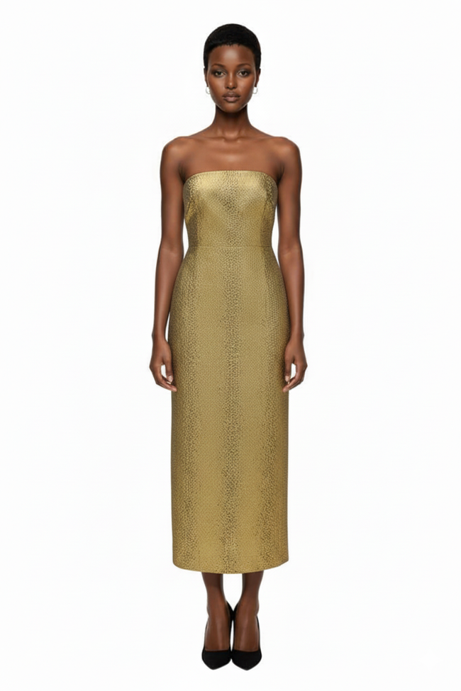 Verdelle Metallic Midi Dress Hover Image