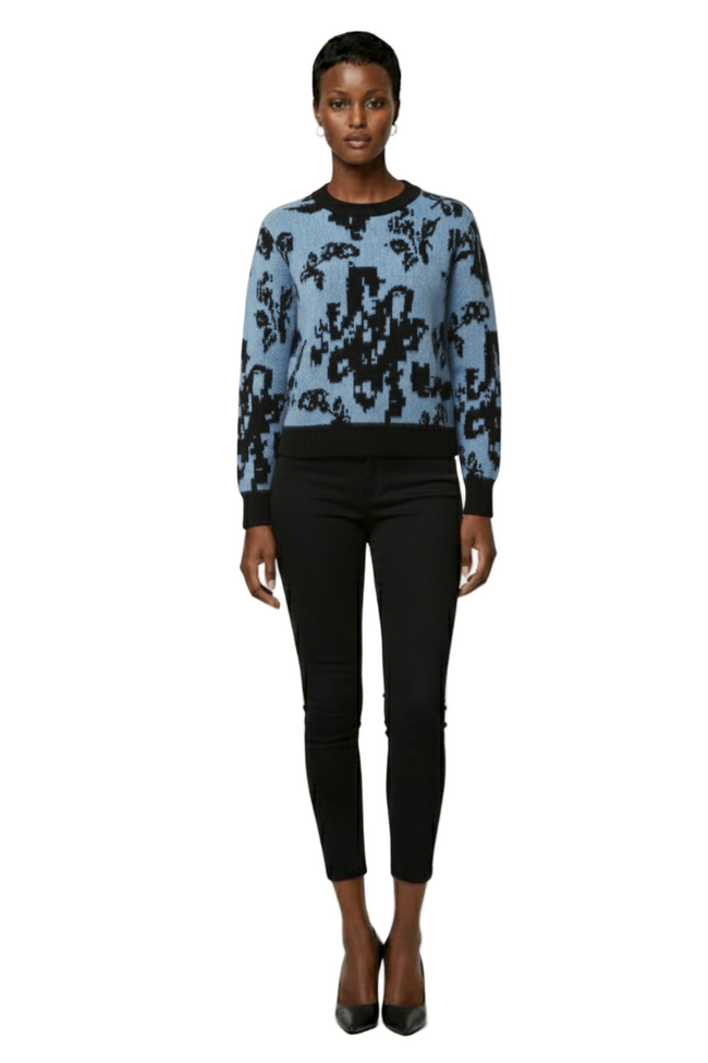Vesra Fashionable Casual Floral Print Crew Neck Sweater Hover Image