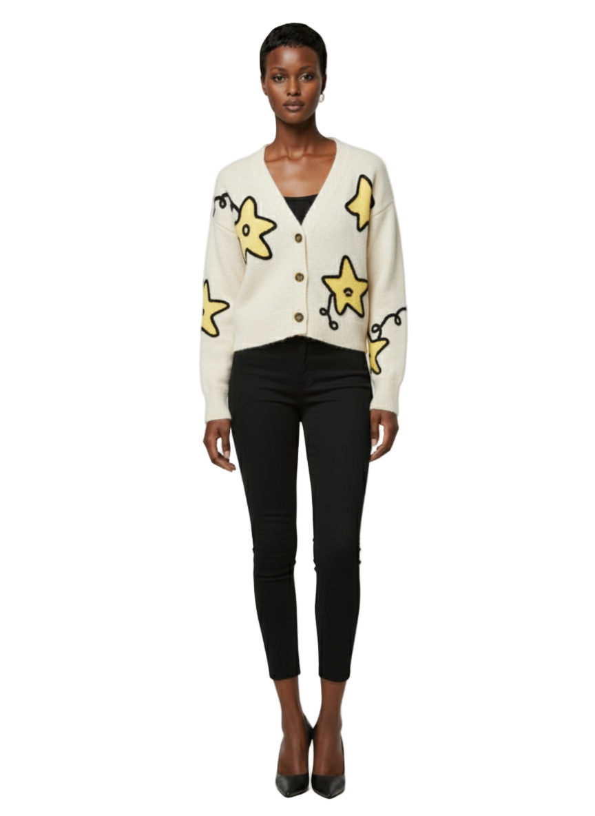 Vesra Women's Casual Cardigan With Star Pattern