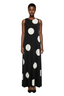 Vivid Style Women's Fashion Design Sense Sleeveless Polka Dot Jersey Long Dress