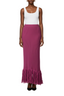 Vixey Berry Fringe Hem Rib Waistband Maxi Sweater Skirt