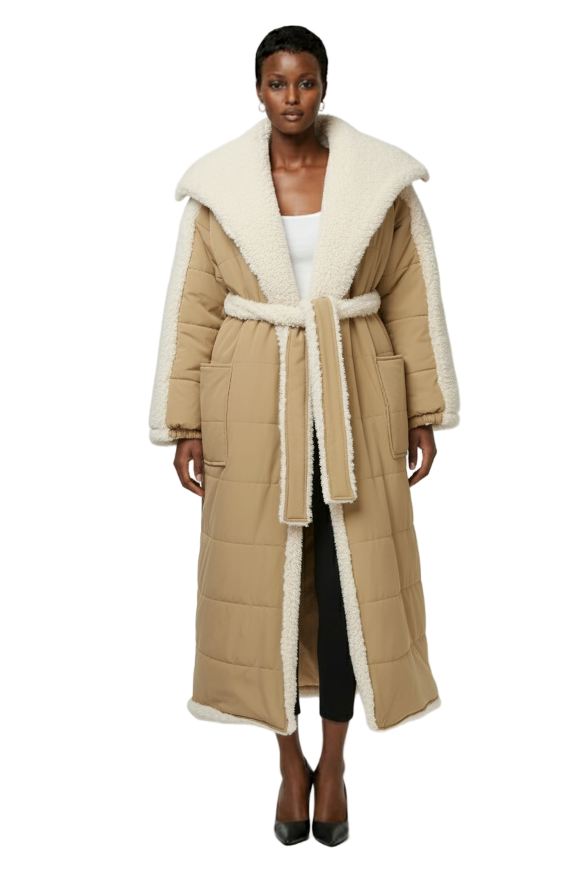 Women's Contrast Sherpa Coat
