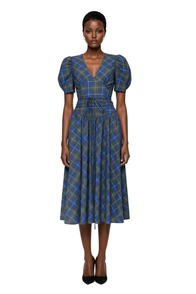Women's Cotton-Blend Printed Fit & Flare Dress Hover Image