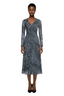 Women's Long-Sleeve Printed-Mesh Midi Dress