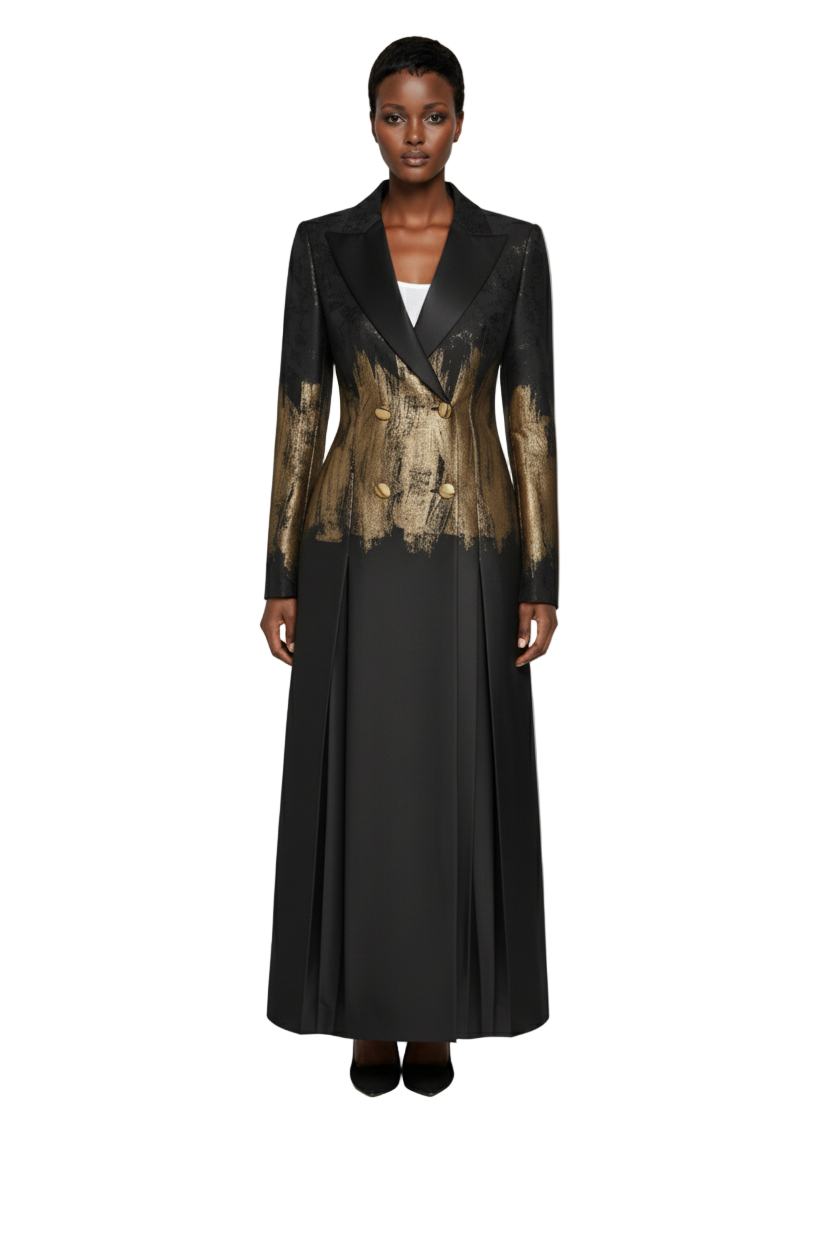 Women's Long Sleeve Jacquard Coat Dress