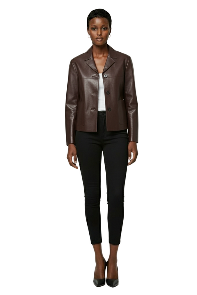 Women's Pockets Leather-Effect Jacket Hover Image