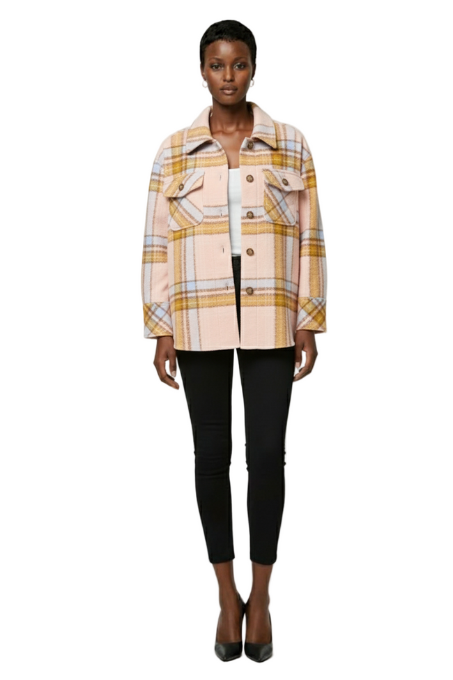 Women's Relaxed Plaid Shacket, Macy's Exclusive Hover Image