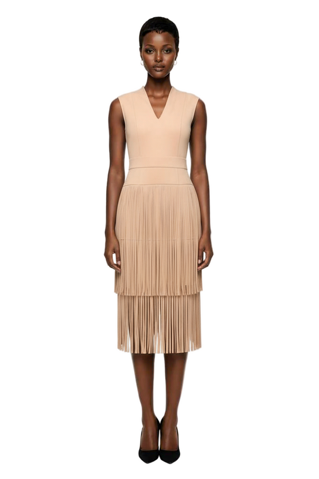 Women's Tiered-Fringe Sleeveless Dress Hover Image