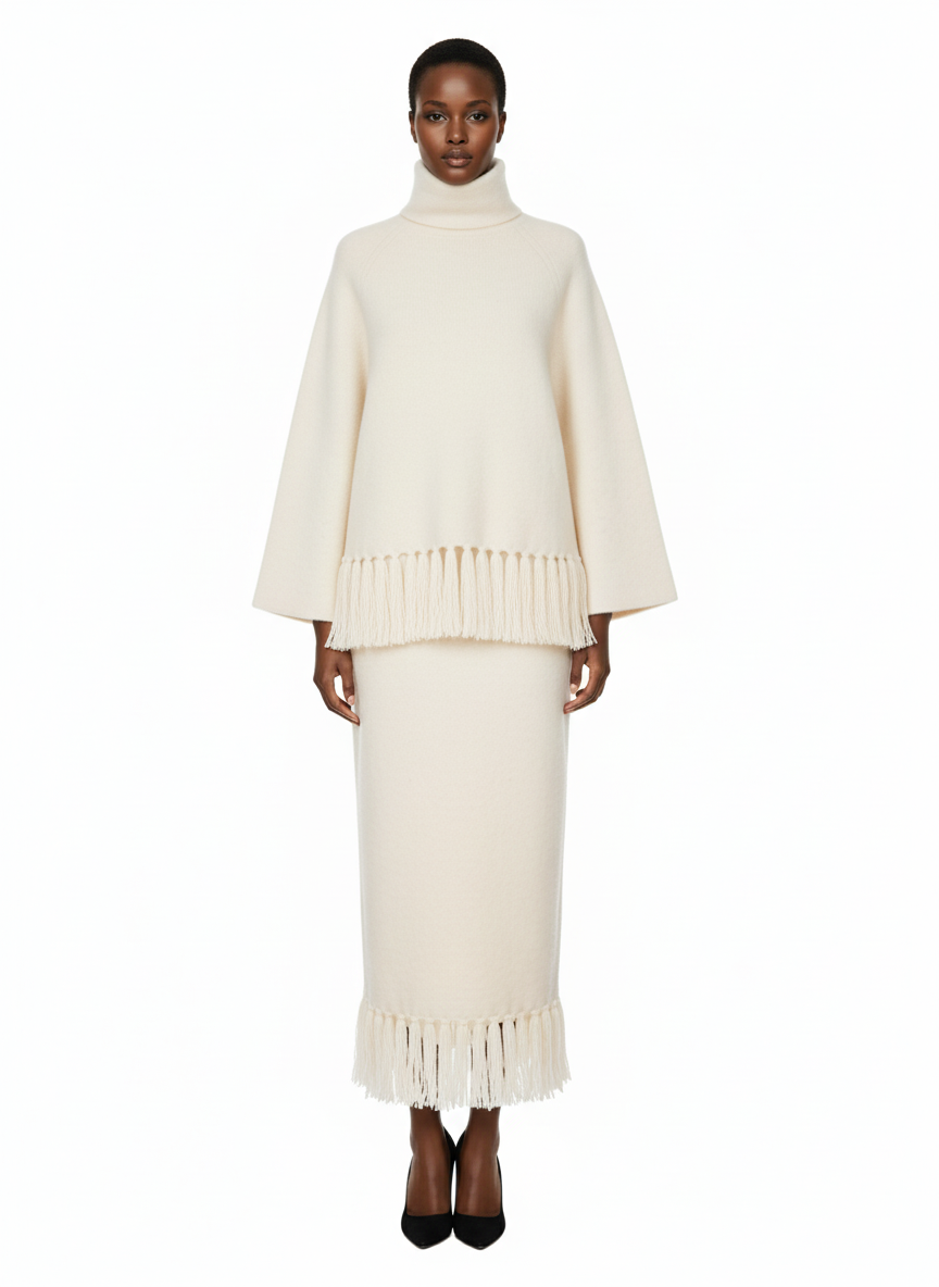 Zivah The 2025 New Autumn, Winter Casual, Fringed Hem, Loose Long Sweater