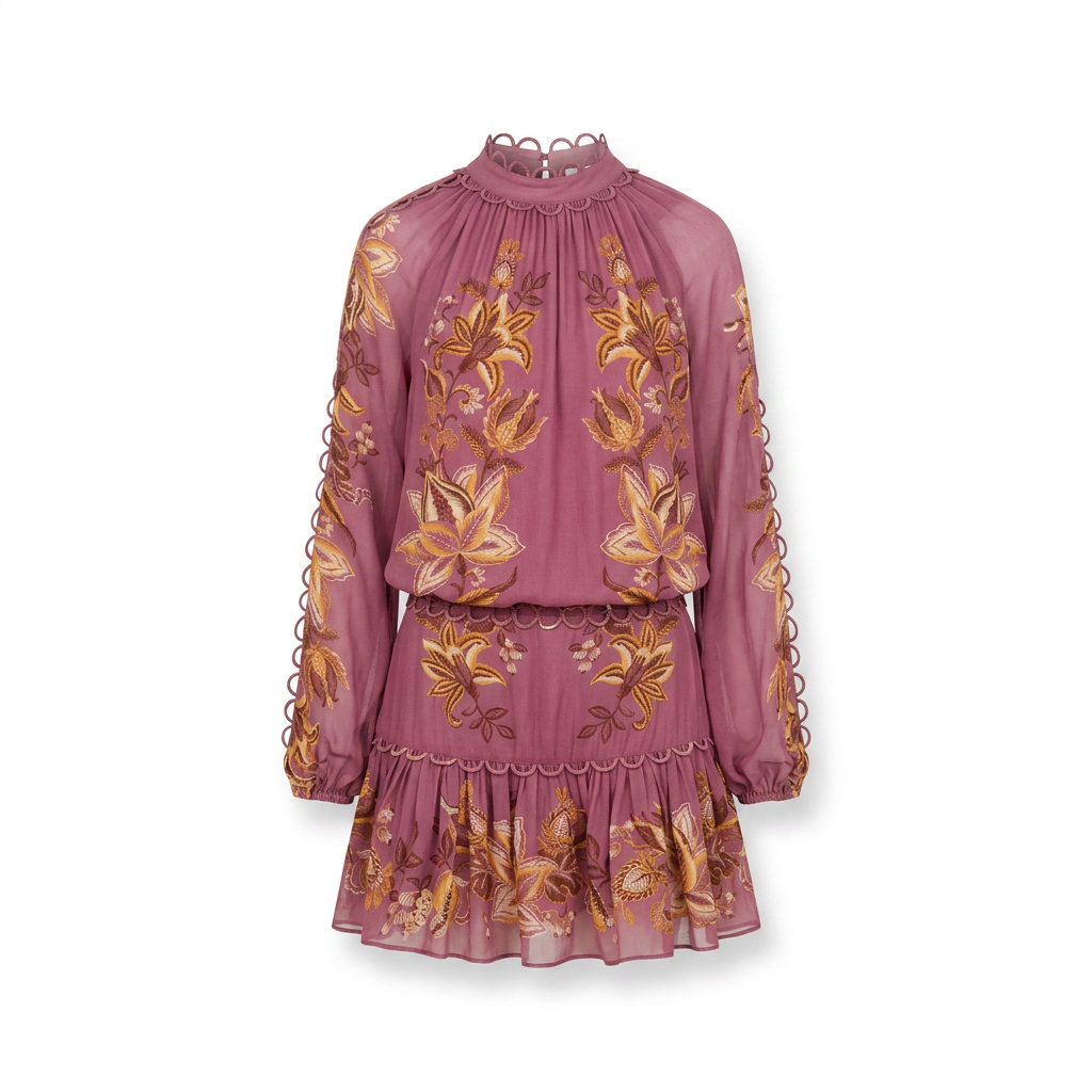 Pink Delicate Chintz Ruffled Mini Dress
