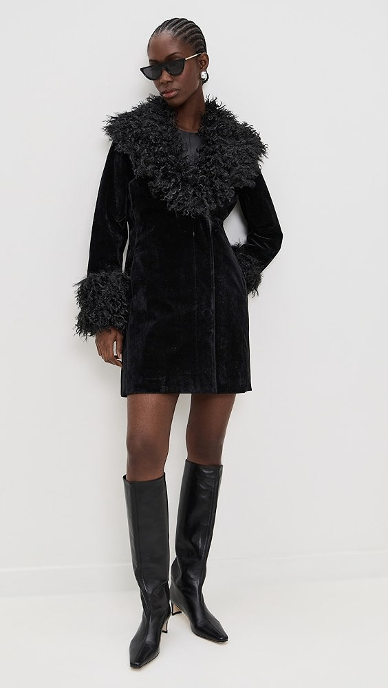 Faux Fur Trimmed Tailored Coat