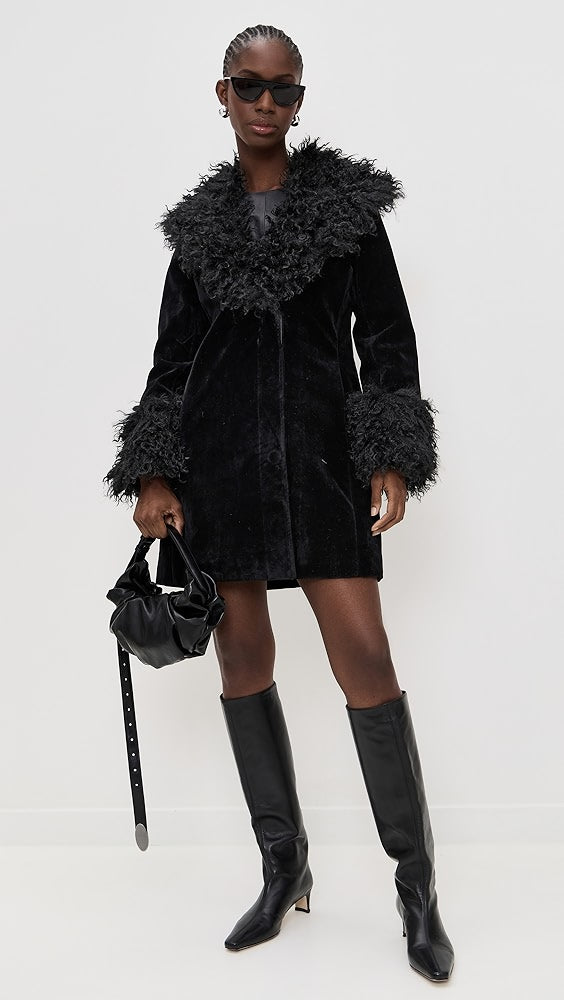 Faux Fur Trimmed Tailored Coat