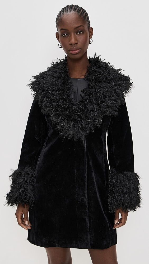 Faux Fur Trimmed Tailored Coat