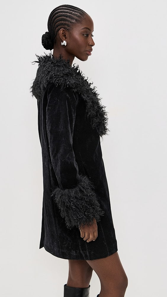 Faux Fur Trimmed Tailored Coat