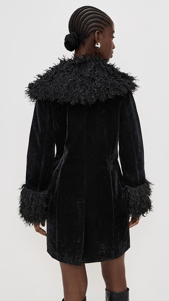 Faux Fur Trimmed Tailored Coat