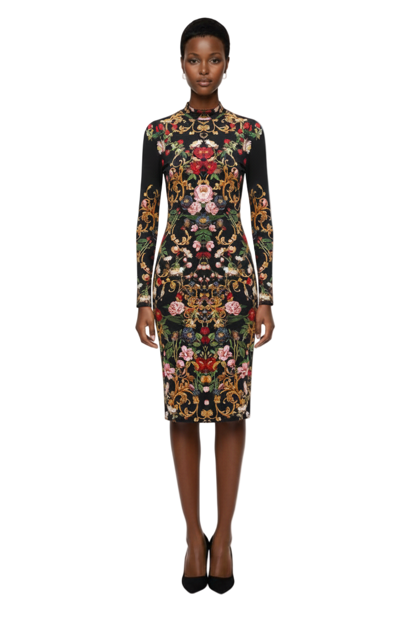 alice + olivia Delora Turtleneck Midi Dress