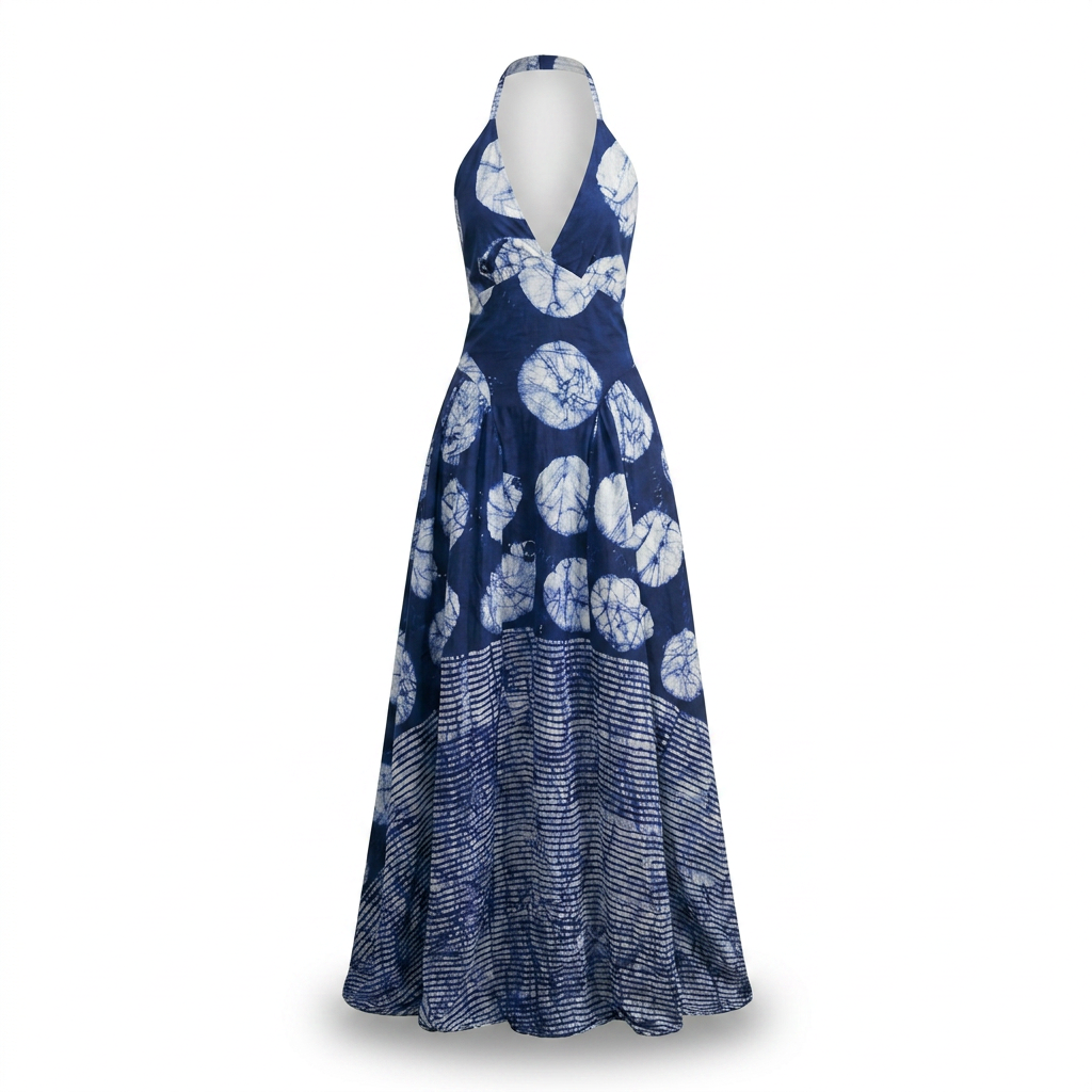 [Pre Order] Akpa Adire Halter Maxi Dress - Flowy & Elegant