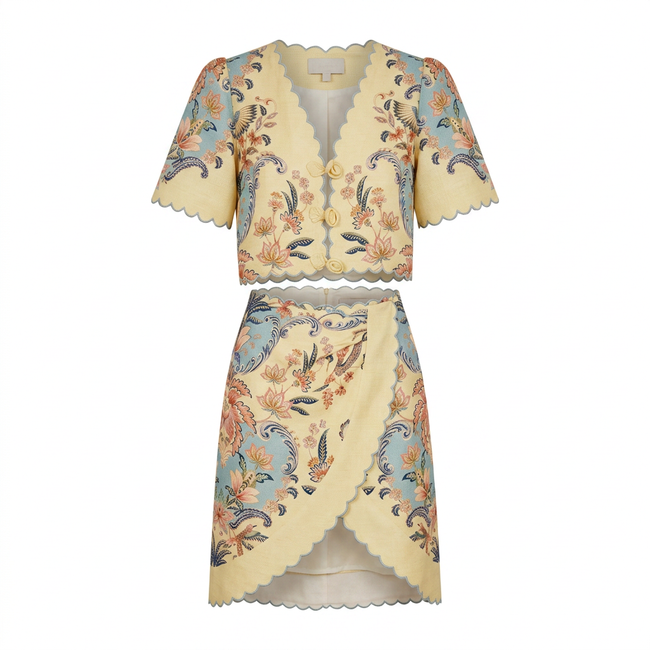 Butter Yellow Boho Beauty Midi Skirt Hover Image