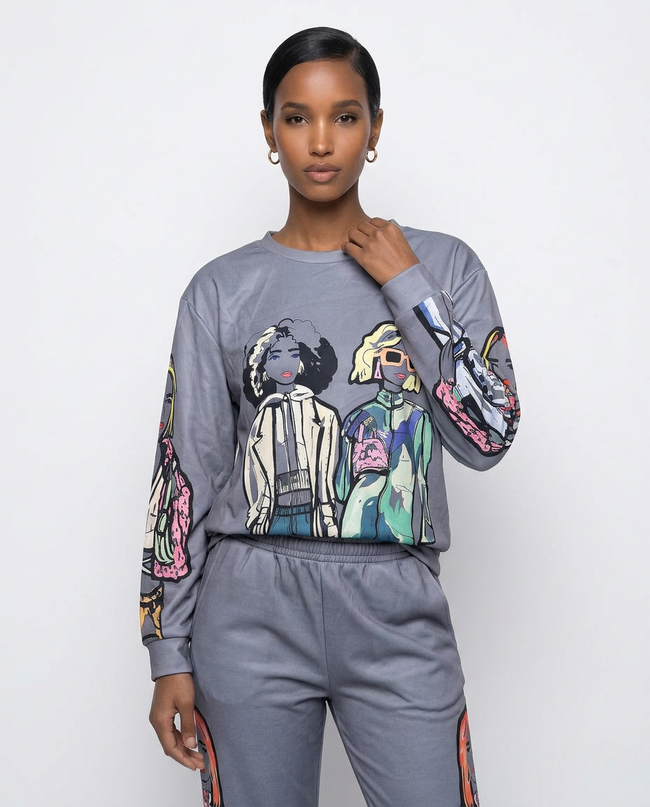 "Squad Goals" Illustrated Art Sweatshirt Hover Image