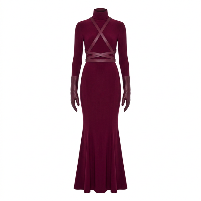 LONG SLEEVE TURTLE FISHTAIL GOWN Hover Image