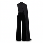 Seema Black High-Neck Jumpsuit With Cape