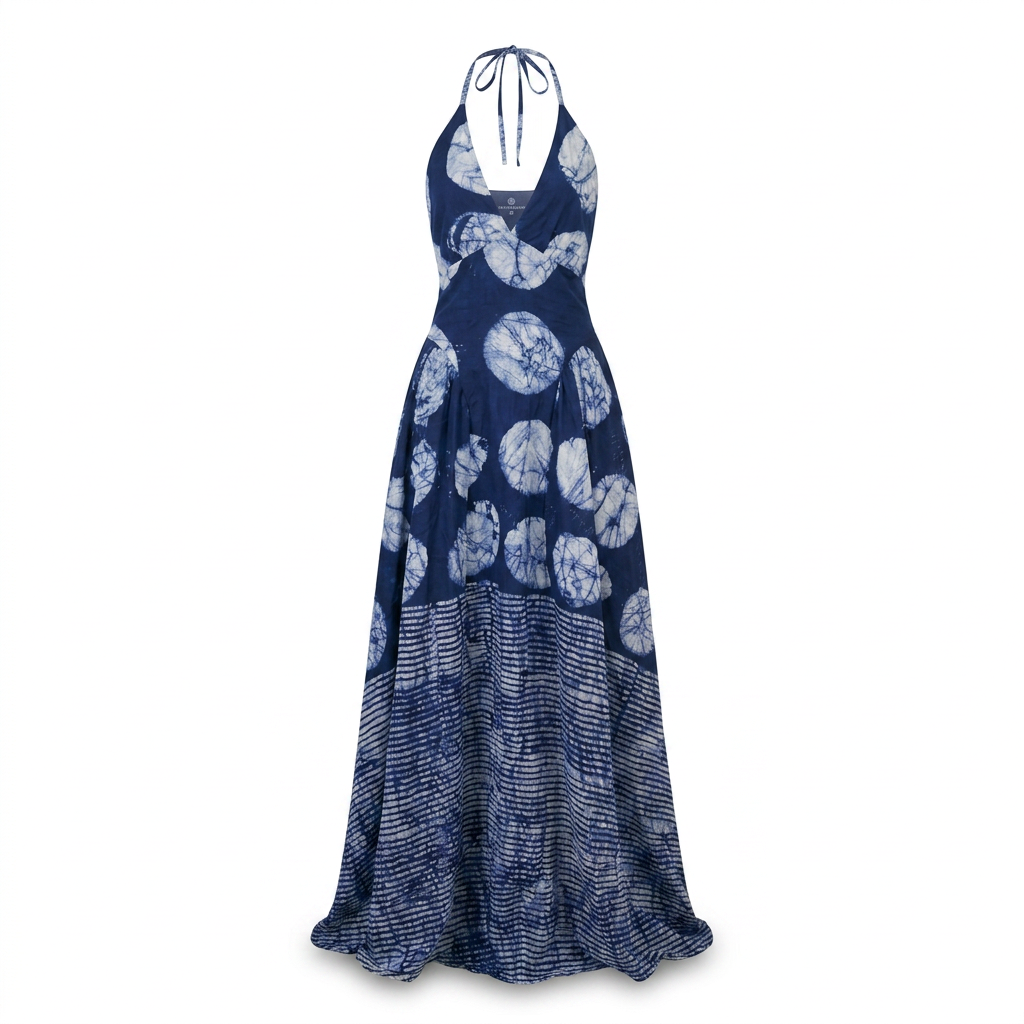 [Pre Order] Akpa Adire Halter Maxi Dress - Flowy & Elegant