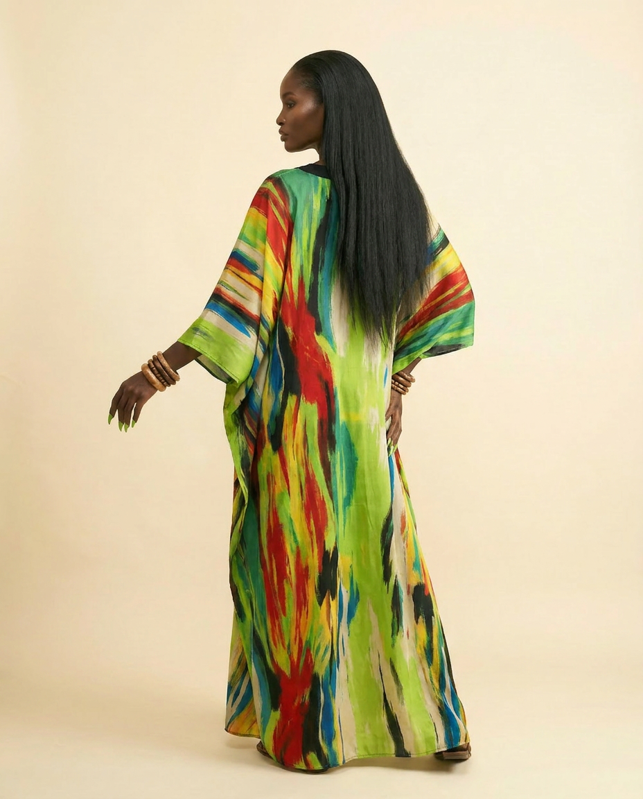 [Pre Order] Amuko Adire Kaftan: Luxurious Multicolored Bubu Gown