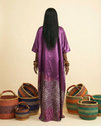 Mba-anu Liquid Mikado & Ankara Silk Boubou Dress