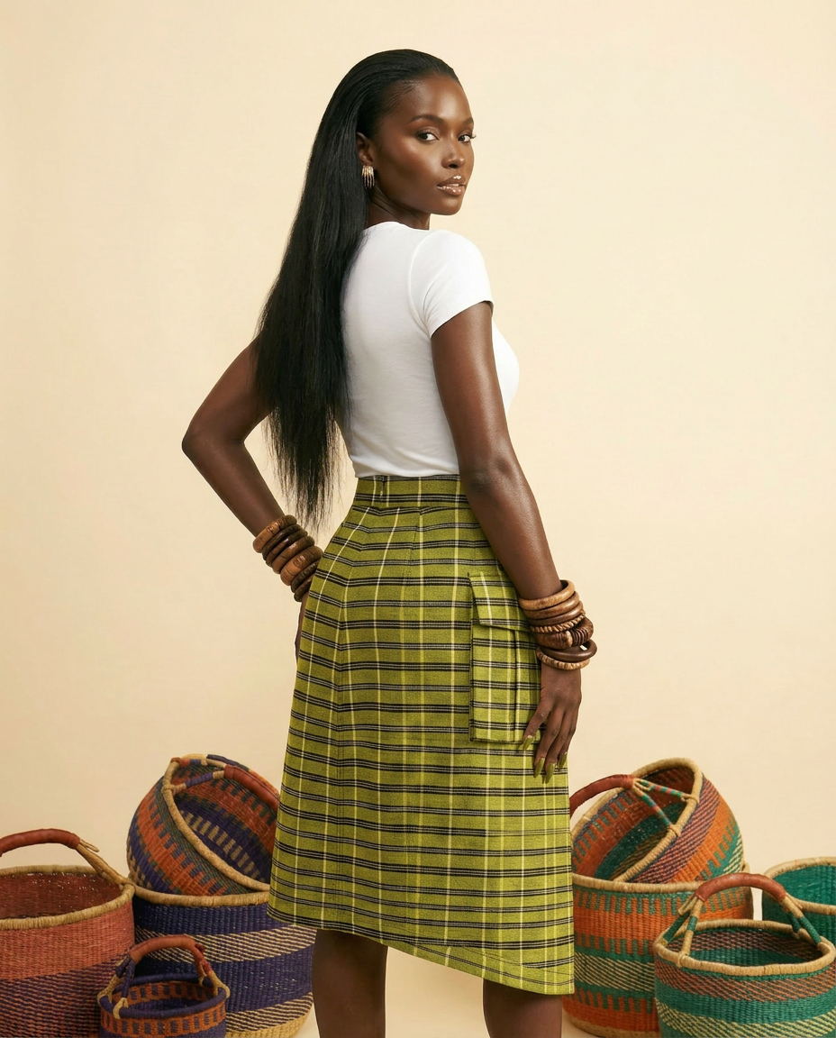 Nkata Aso oke Skirt - Front & Back Detail