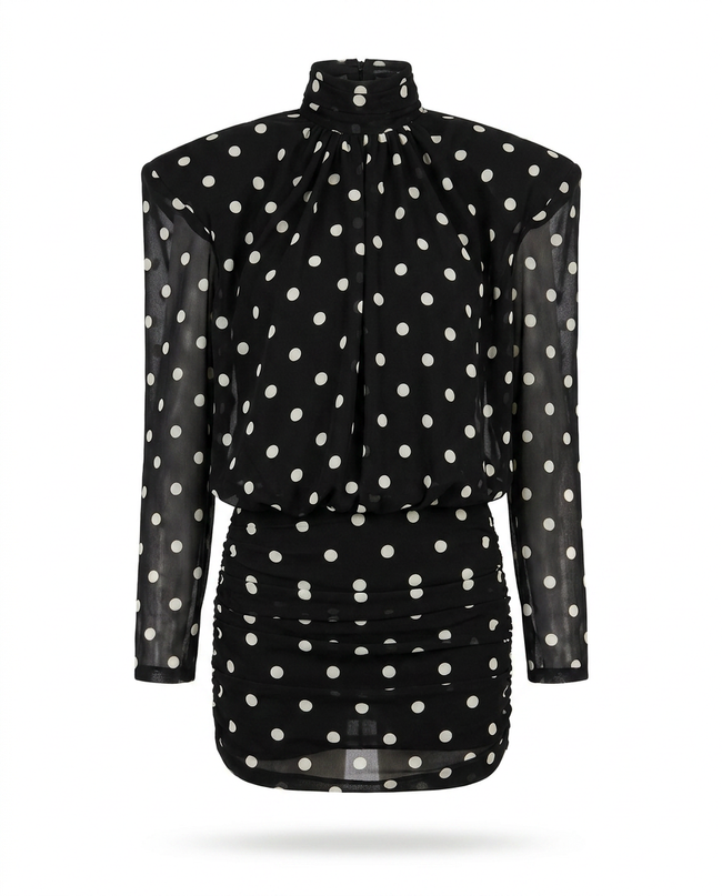 Audacious Polka Dot Mesh Mini Dress Hover Image
