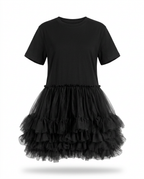 Radiant Mesh Ruffle Mini Dress