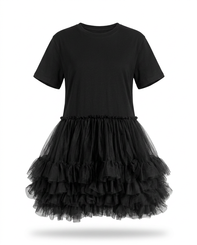Radiant Mesh Ruffle Mini Dress Hover Image