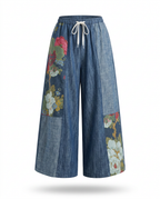 Wild Heart Denim Floral Patchwork Trousers