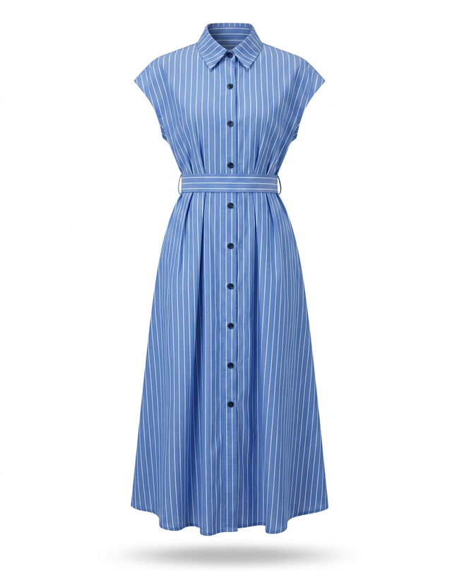 Free Spirit Striped Button Maxi Dress Hover Image
