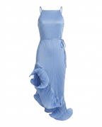 Vibrant Ruffled Halter Midi Dress