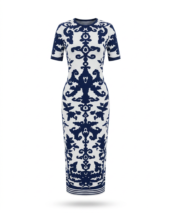 Confident Jacquard Bodycon Maxi Dress Hover Image