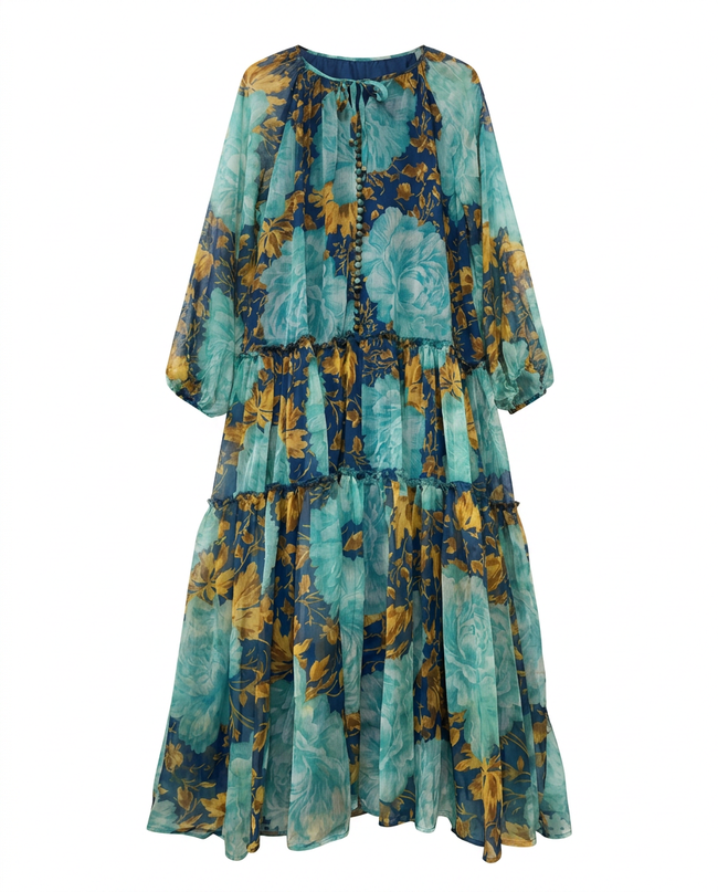 Wanderlust Chiffon Tiered Maxi Dress Hover Image