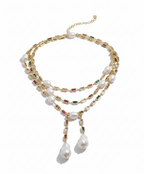 Divine Pearl Layered Lariat Necklace