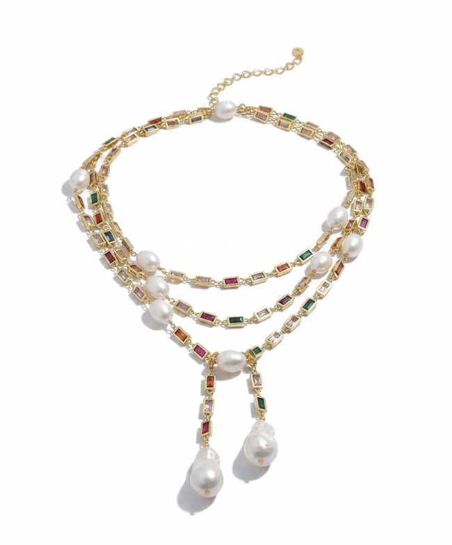 Divine Pearl Layered Lariat Necklace Hover Image