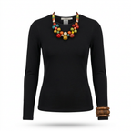 Boho Chic Multilayer Ceramic Necklace - Adjustable Vintage Statement Jewelry