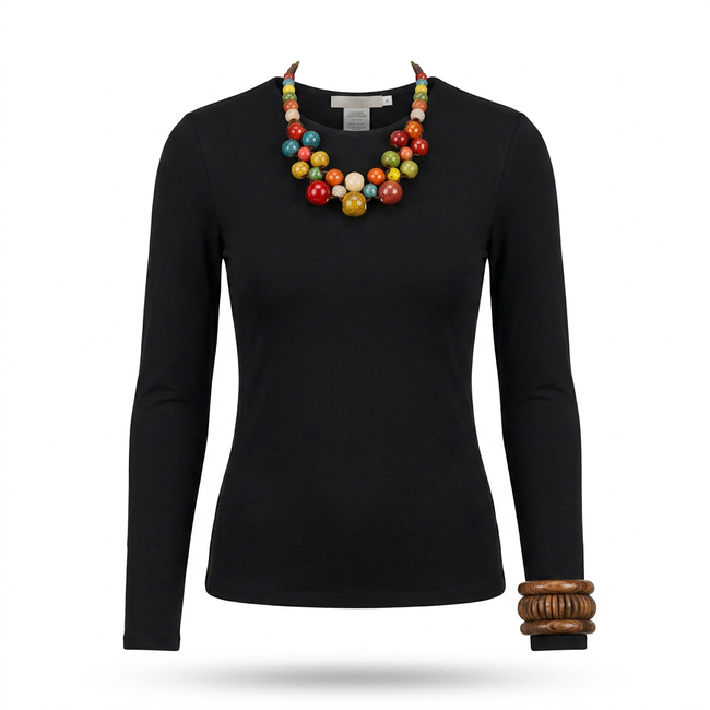 Boho Chic Multilayer Ceramic Necklace - Adjustable Vintage Statement Jewelry Hover Image